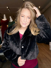 Load image into Gallery viewer, Black Faux Fur Jacket