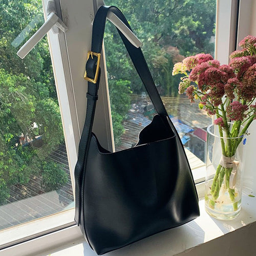 Black Bucket Messenger Bag