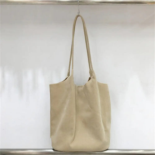 Apricot Faux Suede Tote Bag