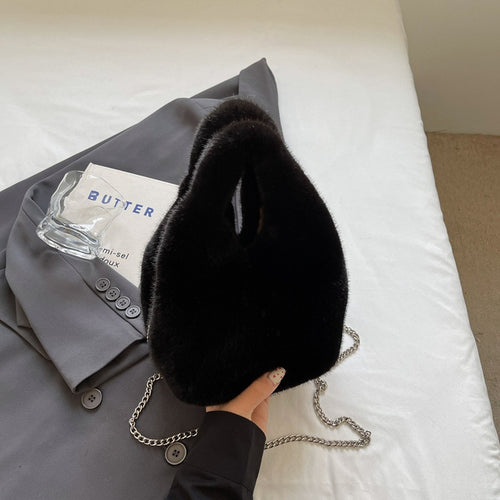Black Plush Handbag
