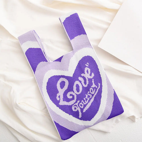 Purple Knit Love Purse