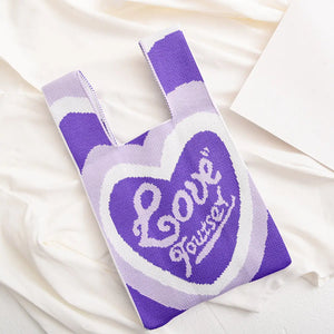 Purple Knit Love Purse