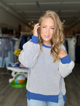 Load image into Gallery viewer, Navy Waffle Knit Sweatshirt