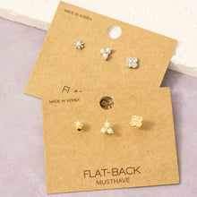 Load image into Gallery viewer, 3Pc Silver Pearl Studded Earrings