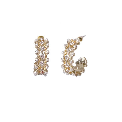 Gold Rhinestone Hoop Earrings 1