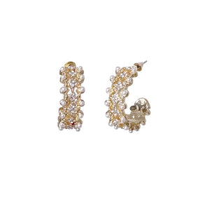 Gold Rhinestone Hoop Earrings 1