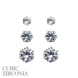 Gold Graduated Stud Earring Set