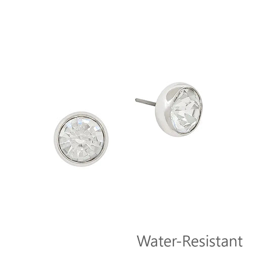 Silver 8mm Crystal Stud Earrings