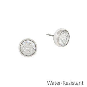 Silver 8mm Crystal Stud Earrings