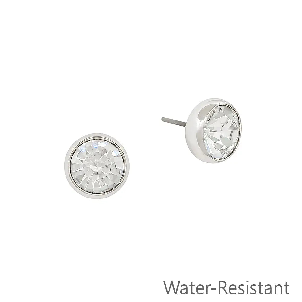 Silver 8mm Crystal Stud Earrings