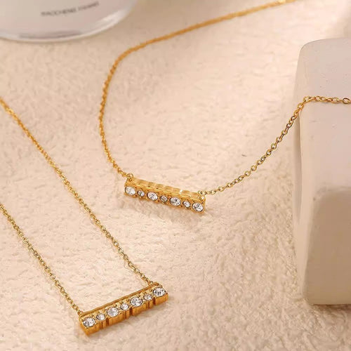 Gold Crystal Bar Necklace
