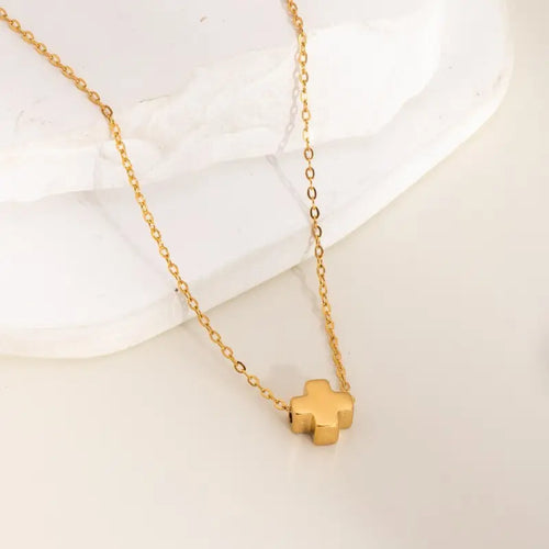 Gold Cross Mini Charm Necklace