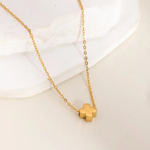 Gold Cross Mini Charm Necklace