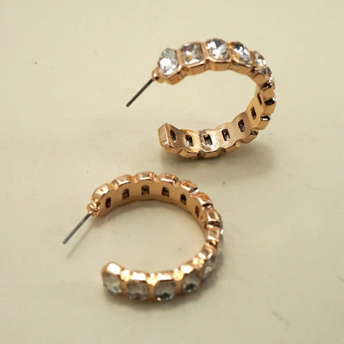 Gold Rhinestone Hoop Earrings