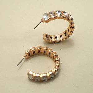 Gold Rhinestone Hoop Earrings