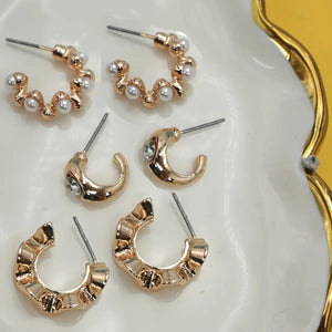 Gold Hoop Trio Earring Set