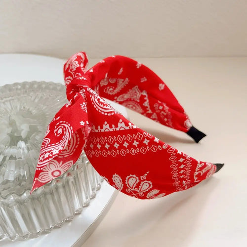 Red Boho Bow Headband