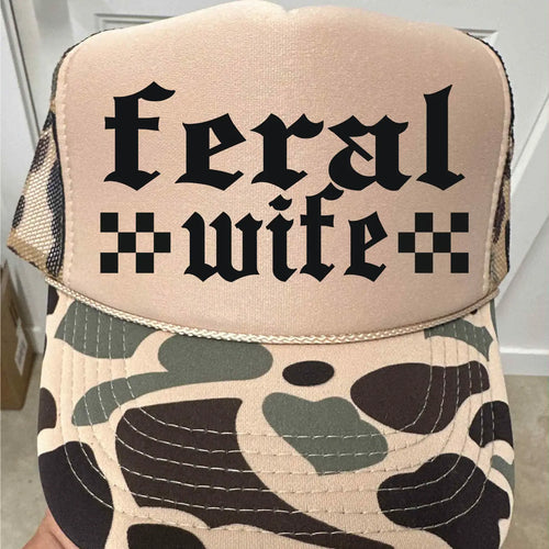 Feral Wife Camo Trucker Hat