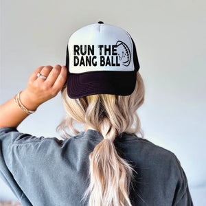 Run The Ball Black Trucker Hat
