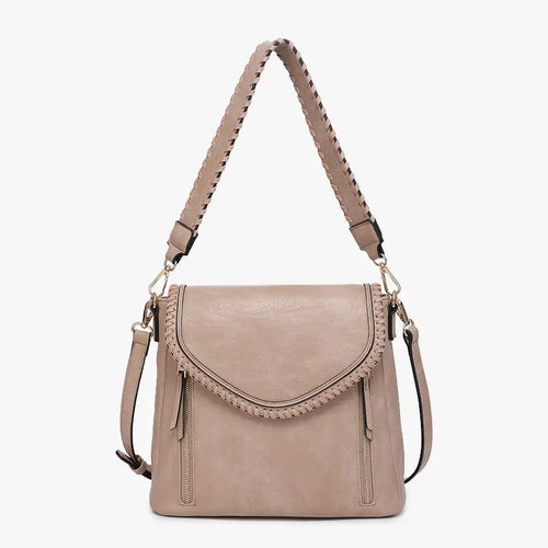 Beige Whipstitch Crossbody Bag
