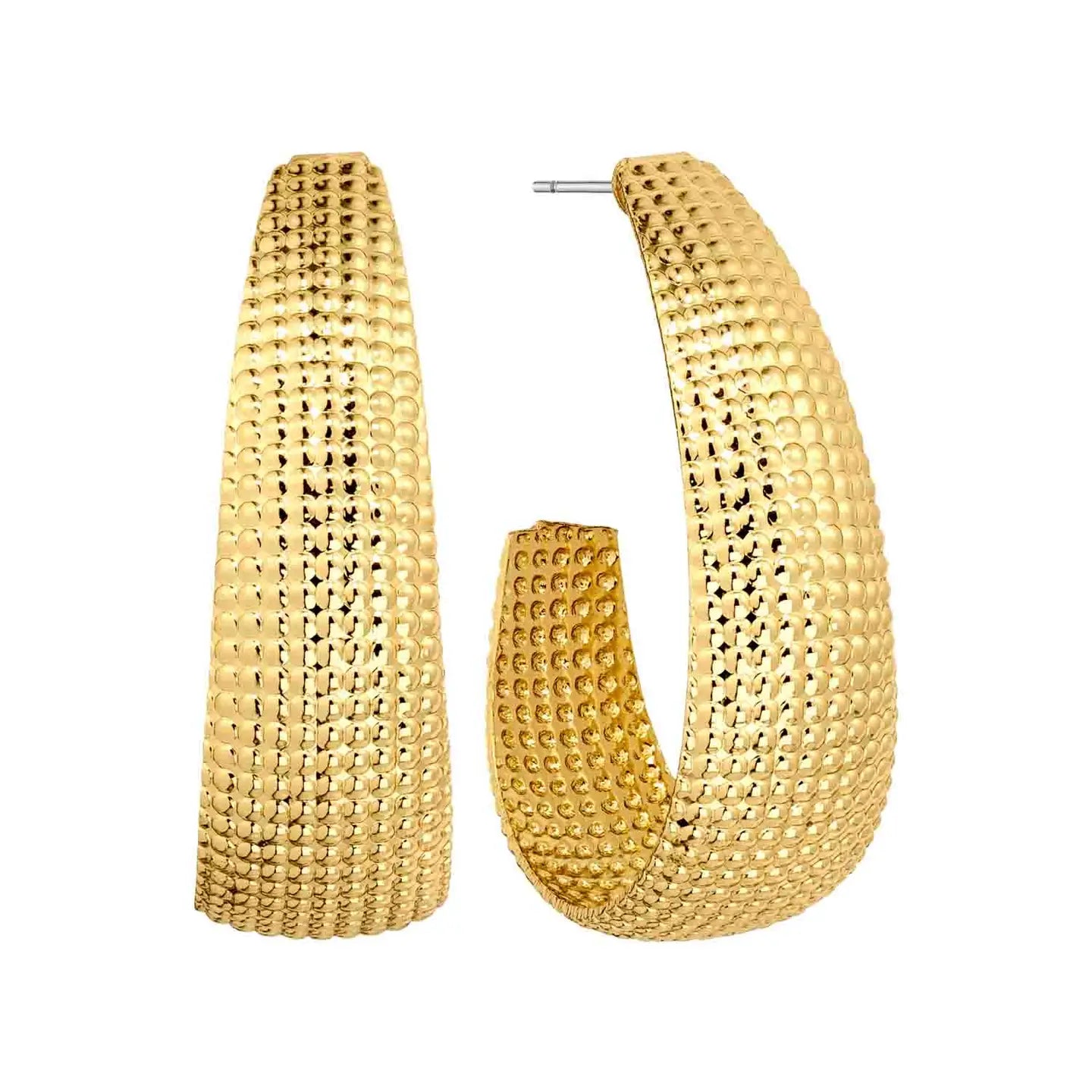 Gold Textured Hoop Earrings