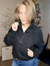 Load image into Gallery viewer, Black Half Zip Sweater