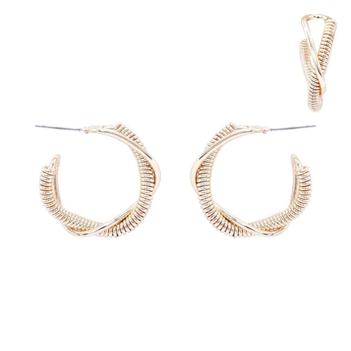 Gold Twisted Hoop Earrings