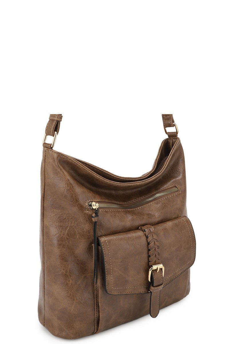 Taupe Stitch Large Crossbody