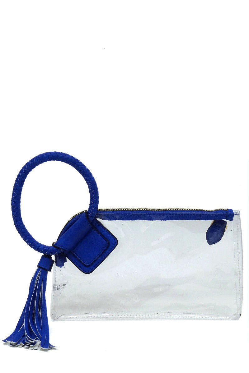 Royal Blue Clear Cuff Handle Clutch