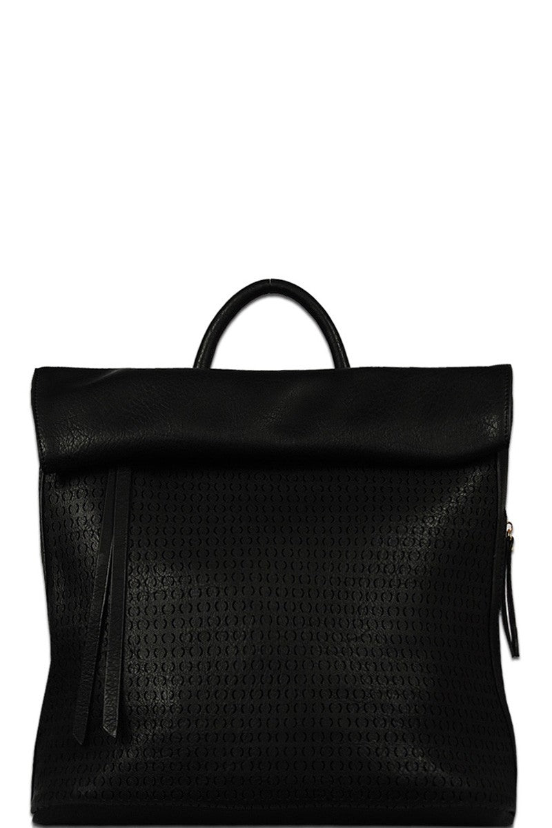 Black Fold Over Backpack