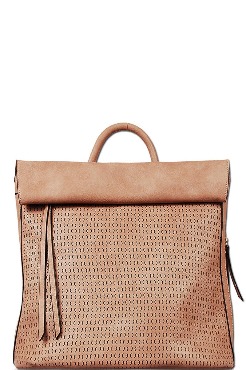 Mauve Fold Over Backpack