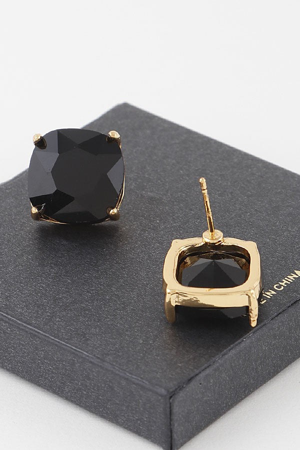 Gold Black Stud Earrings