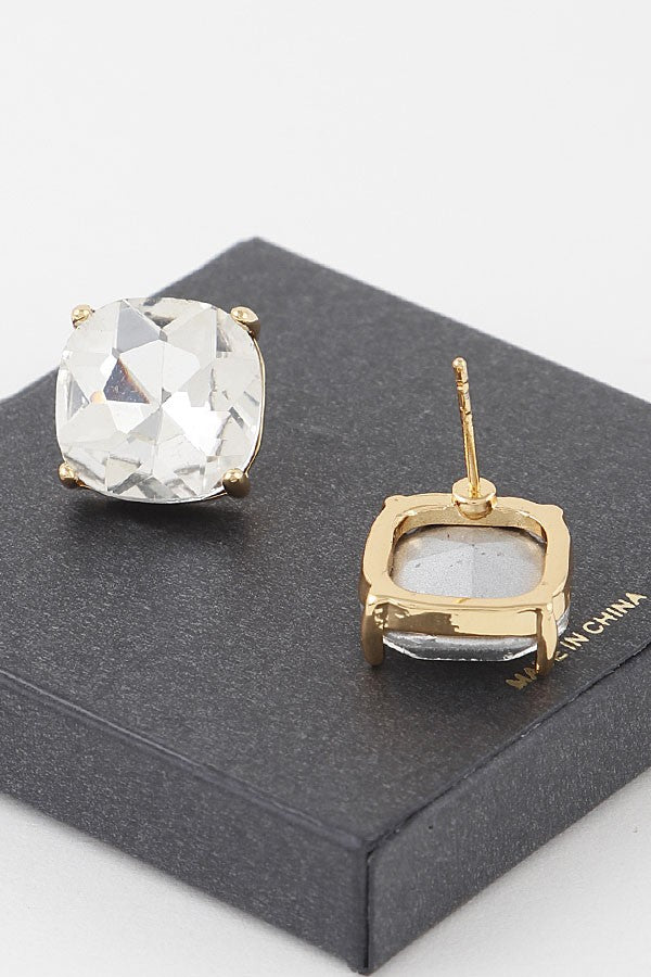 Gold Clear Stud Earrings