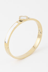 Gold Solid Clover White Bracelet