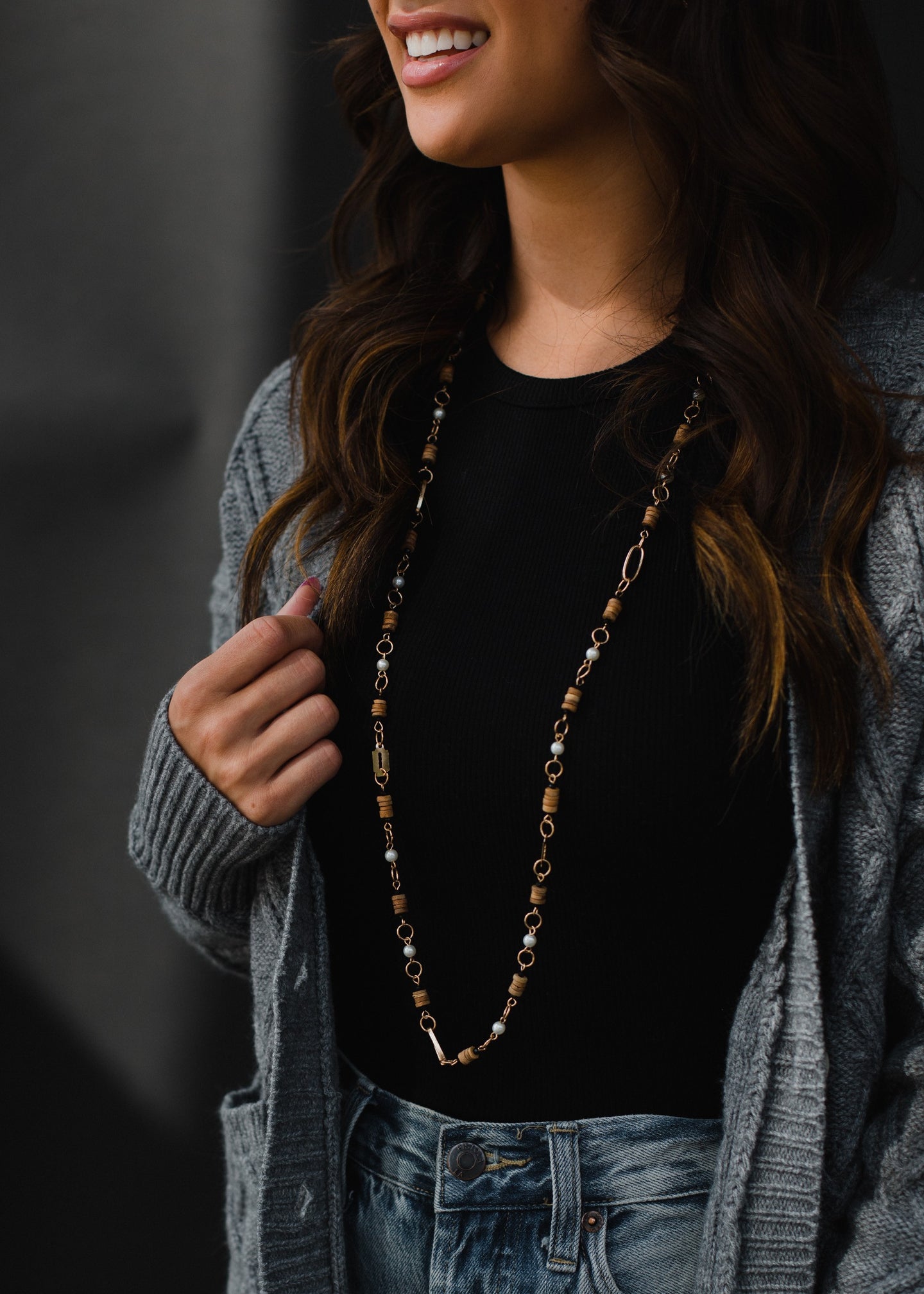 Gold & Neutral Beaded Necklace