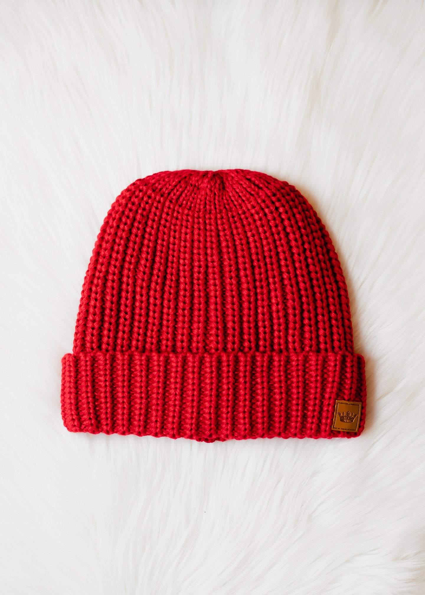 Red Cable Knit Beanie