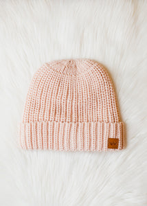Pink Blush Cable Knit Beanie