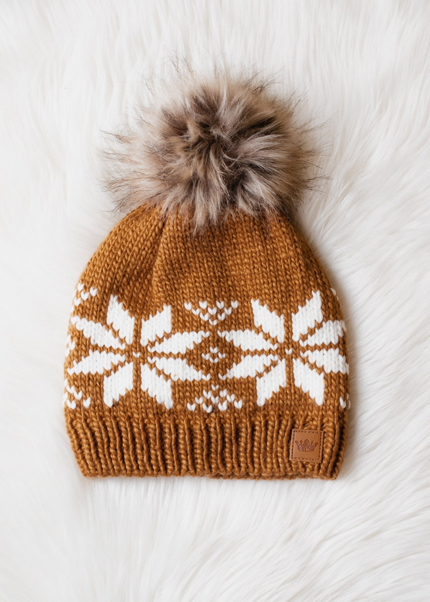 Camel Print Pom Beanie