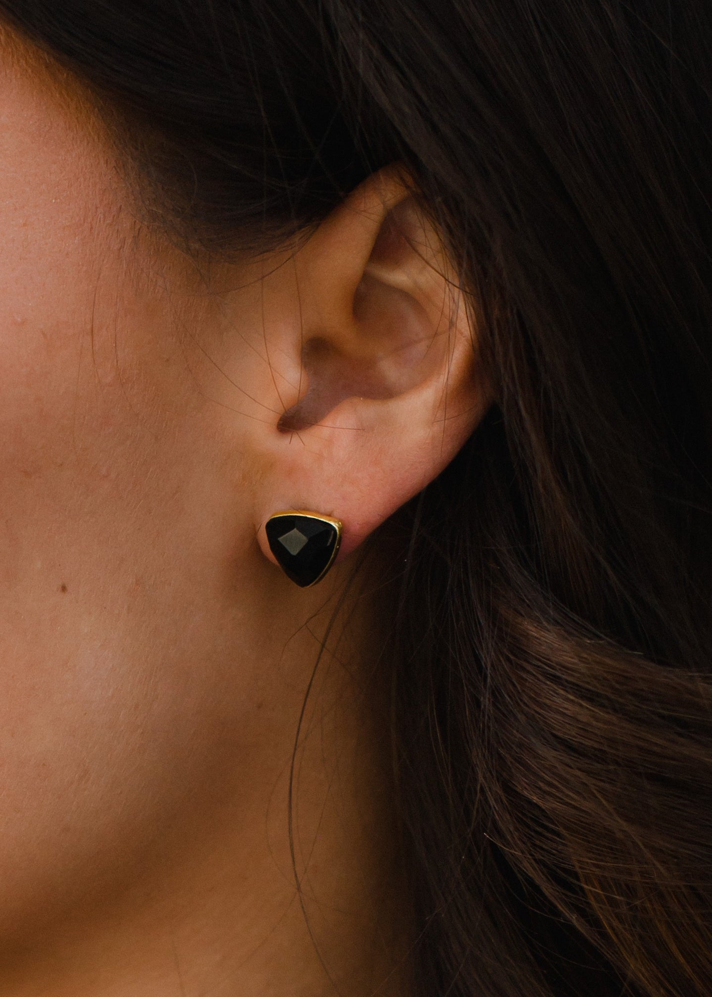 Black Triangle Stud Earrings