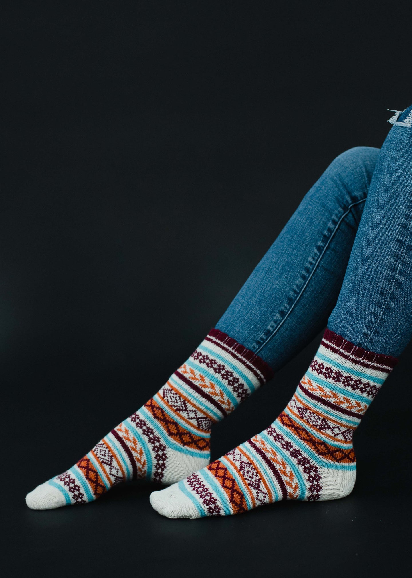 Burgundy Striped Socks