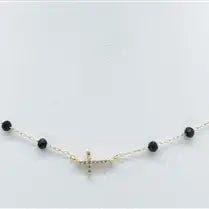 Black Crystal Cross Necklace