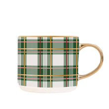 Load image into Gallery viewer, Green Plaid Gold Handle Mug