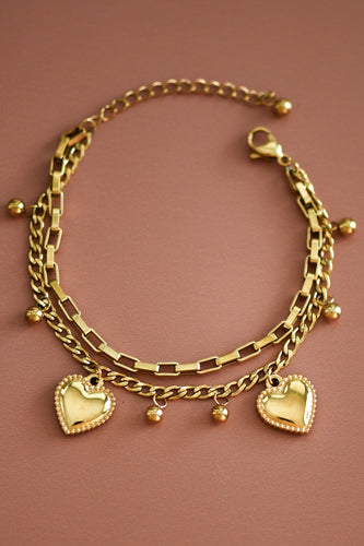 Gold Dipped Heart Chain Bracelet