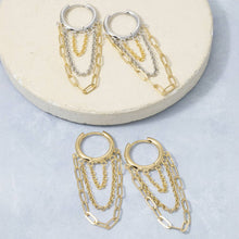 Load image into Gallery viewer, Two Tone Fringe Hoop Earrings