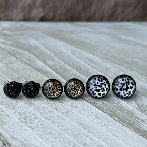 Printed Trio Black Earrings
