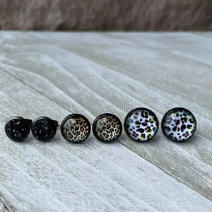 Printed Trio Black Earrings
