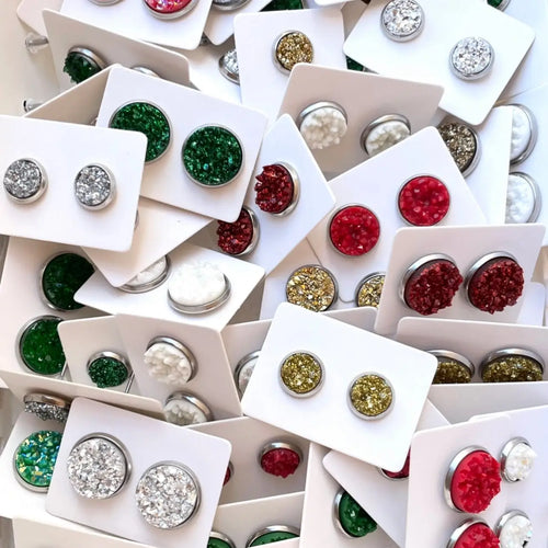 Christmas Round Stone Studs