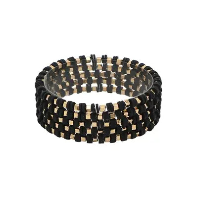 Black Square Bead Bracelet Set