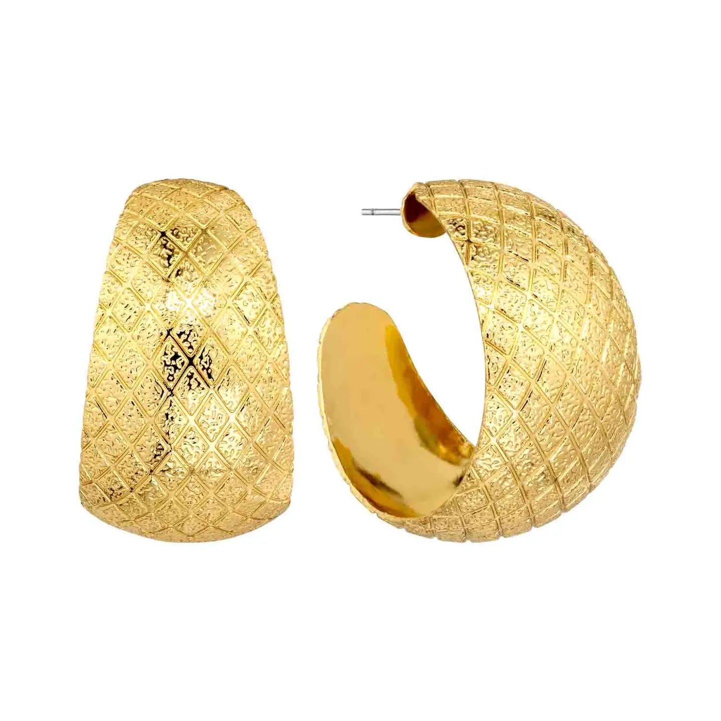 Gold Engraved Hoop Earrings