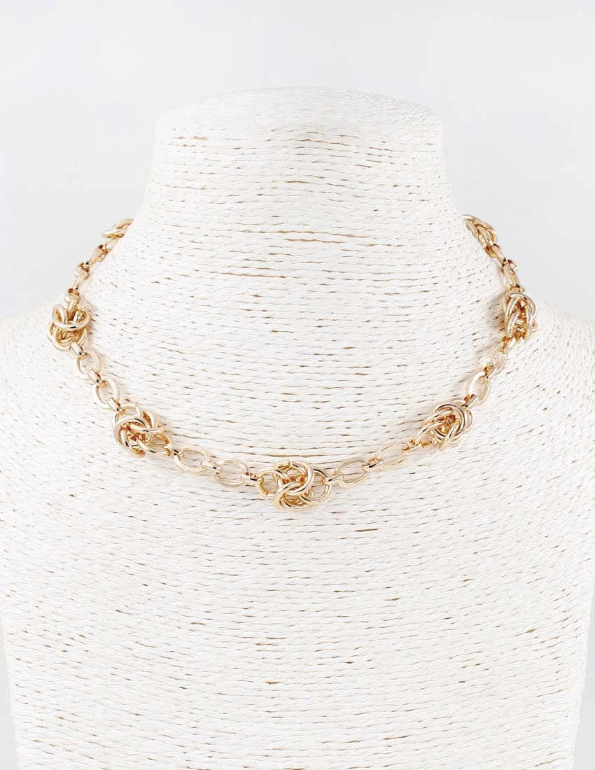 Gold Multi Link Knotted Necklace
